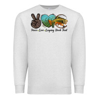 Oatmeal Heather Peace Love Leaping Brook Trout Premium Sweatshirt - LillyAllenDesigns