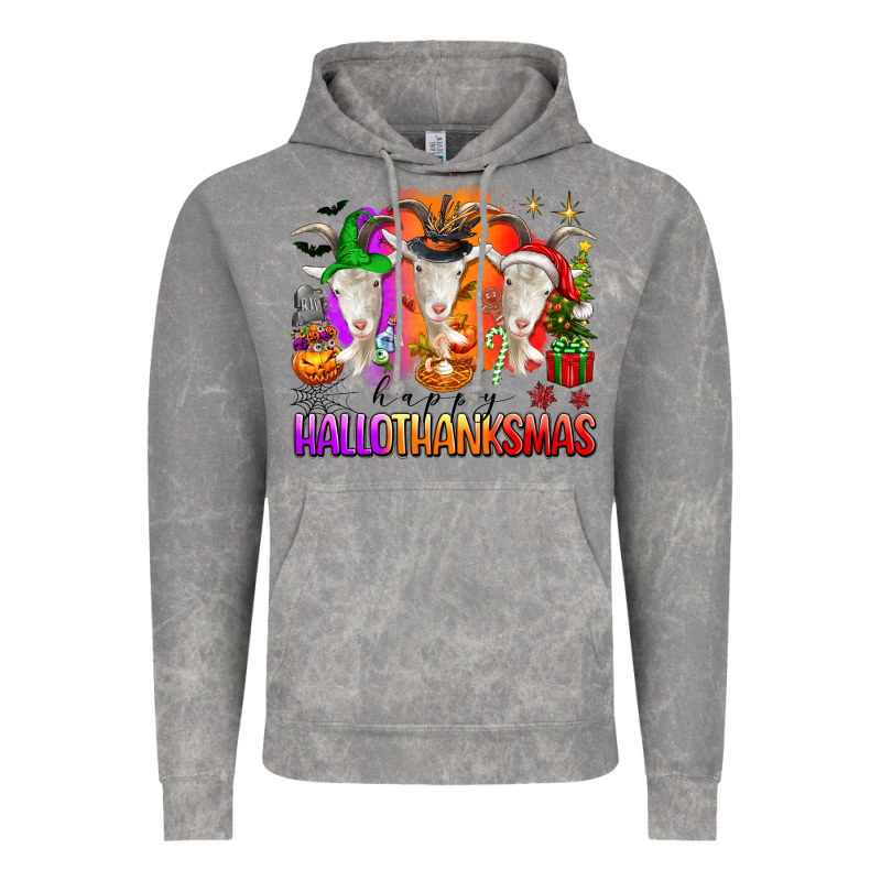 Happy Hallothanksmas Goats Vintage Hoodie by texasbilliewilder | Teevron