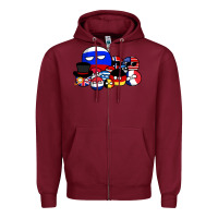 Burgundy countryballs pullover Zipper Hoodie - tuanDangUi