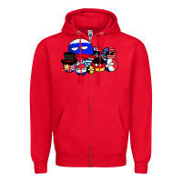 Red countryballs pullover Zipper Hoodie - tuanDangUi