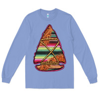 Colony Blue serape tooled leather arrowhead Long Sleeve Tee - Jasminsmagicworld