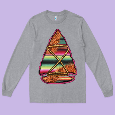 Serape Tooled Leather Arrowhead Long Sleeve Tee Designed By Jasminsmagicworld
