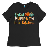 Black cutest pumpkin in the patch Ladies Tee - BundleAndBundleShop