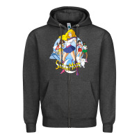 Charcoal Heather saban moon Zipper Hoodie - tuanDangUi