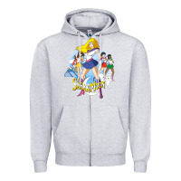 Heather Grey saban moon Zipper Hoodie - tuanDangUi