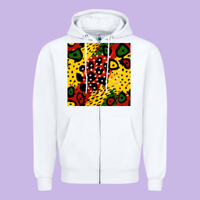 African Colors Pattern Zipper Hoodie Designed By Bundleandbundleshop