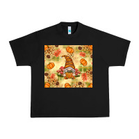 Black Fall Pumpkins and Gnome with Leopard Urban Heavy Tee - texasbilliewilder