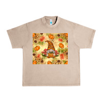 French Oak Fall Pumpkins and Gnome with Leopard Urban Heavy Tee - texasbilliewilder