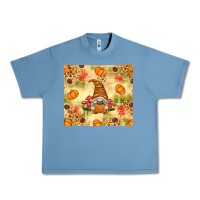 Pebble Blue Fall Pumpkins and Gnome with Leopard Urban Heavy Tee - texasbilliewilder