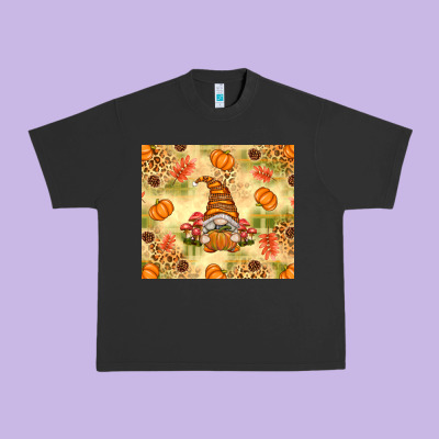 Fall Pumpkins And Gnome With Leopard Urban Heavy Tee Designed By Texasbilliewilder