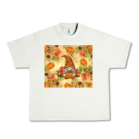 Pistachio Fall Pumpkins and Gnome with Leopard Urban Heavy Tee - texasbilliewilder