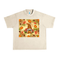 Sandshell Fall Pumpkins and Gnome with Leopard Urban Heavy Tee - texasbilliewilder