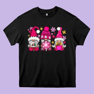 Pink Christmas Winter Gnomes Heavy Core Tee Designed By Nancycooperartshop