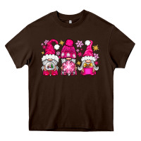 Chocolate Brown Pink Christmas winter gnomes Heavy Core Tee - NancyCooperArtShop