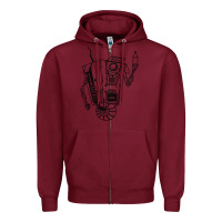 Burgundy b&w claptrap   borderlands Zipper Hoodie - tuanDangUi
