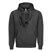 Charcoal Heather b&w claptrap   borderlands Zipper Hoodie - tuanDangUi