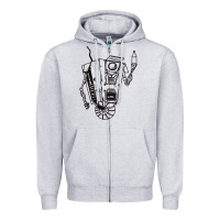 B&w Claptrap   Borderlands Zipper Hoodie | Teevron