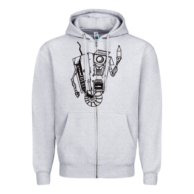 B&w Claptrap   Borderlands Zipper Hoodie by tuanDangUi | Teevron