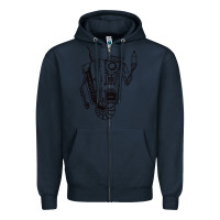 Navy b&w claptrap   borderlands Zipper Hoodie - tuanDangUi