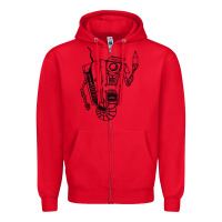 Red b&w claptrap   borderlands Zipper Hoodie - tuanDangUi