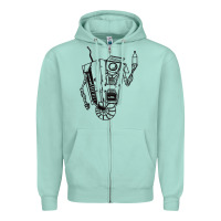Seafoam b&w claptrap   borderlands Zipper Hoodie - tuanDangUi