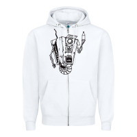 White b&w claptrap   borderlands Zipper Hoodie - tuanDangUi