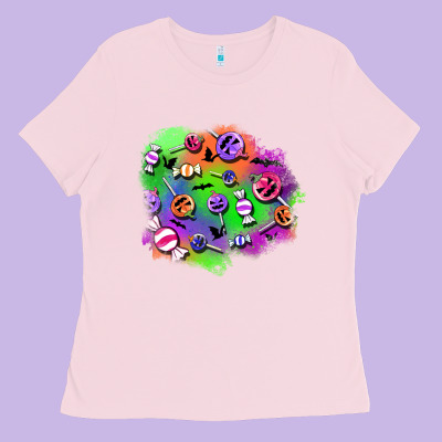 Halloween Candy Patches Ladies Tee Designed By Bundleandbundleshop