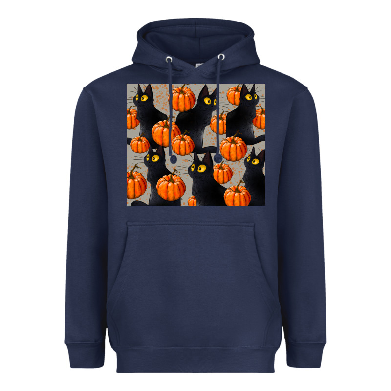 Black Cat With Pumpkins Tumbler Heavyweight Hoodie by LillyAllenDesigns | Teevron