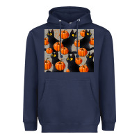 Navy black cat with pumpkins tumbler Heavyweight Hoodie - LillyAllenDesigns