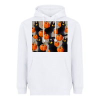 White black cat with pumpkins tumbler Heavyweight Hoodie - LillyAllenDesigns