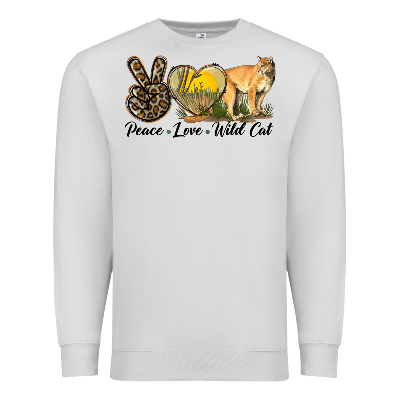 Peace Love Wild Cat Premium Sweatshirt by LillyAllenDesigns | Teevron