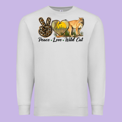 Peace Love Wild Cat Premium Sweatshirt Designed By Lillyallendesigns