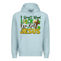 Blue Mist i don't need luck i've got jesus Premium Hoodie - FaDigitalArtStudio