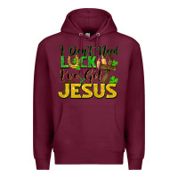 Burgundy i don't need luck i've got jesus Premium Hoodie - FaDigitalArtStudio