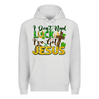 Dove Grey i don't need luck i've got jesus Premium Hoodie - FaDigitalArtStudio