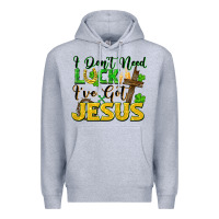 Heather Grey i don't need luck i've got jesus Premium Hoodie - FaDigitalArtStudio