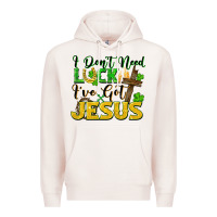 Pale Pink i don't need luck i've got jesus Premium Hoodie - FaDigitalArtStudio