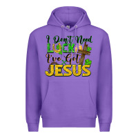 Purple i don't need luck i've got jesus Premium Hoodie - FaDigitalArtStudio