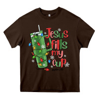 Chocolate Brown jesus fills my cup psalm 25 5 Heavy Core Tee - MaliasSmallBusiness