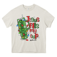 Cream jesus fills my cup psalm 25 5 Heavy Core Tee - MaliasSmallBusiness