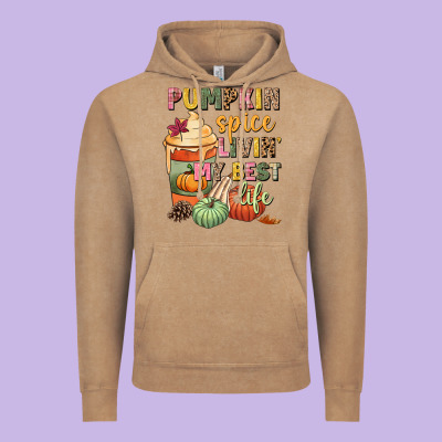 Pumpkin Spice Livin' My Best Life Vintage Hoodie Designed By Nancycooperartshop