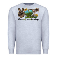 Heather Grey Peace Love Donkey Premium Sweatshirt - LillyAllenDesigns