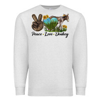 Oatmeal Heather Peace Love Donkey Premium Sweatshirt - LillyAllenDesigns