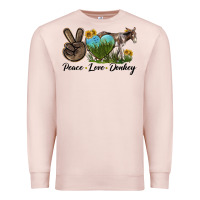 Pale Pink Peace Love Donkey Premium Sweatshirt - LillyAllenDesigns