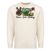 Sandshell Peace Love Donkey Premium Sweatshirt - LillyAllenDesigns