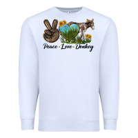 White Peace Love Donkey Premium Sweatshirt - LillyAllenDesigns