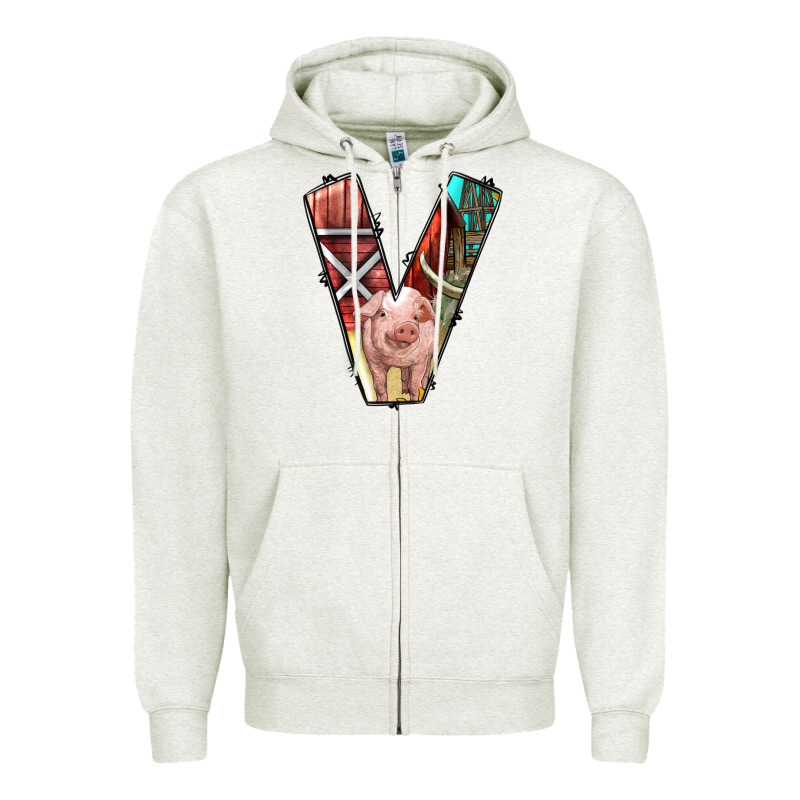 Farm Life Alphabet Lowercase Letters V Zipper Hoodie by BundleAndBundleShop | Teevron