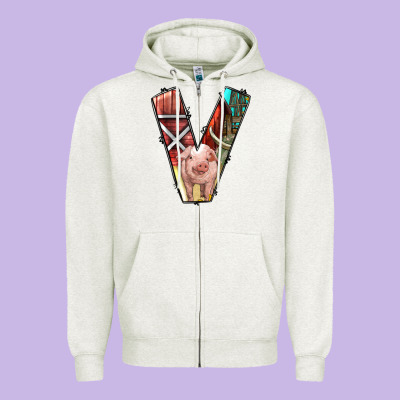 Farm Life Alphabet Lowercase Letters V Zipper Hoodie Designed By Bundleandbundleshop