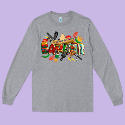 Cinco De Mayo Barber Long Sleeve Tee Designed By Cowgirlartshop