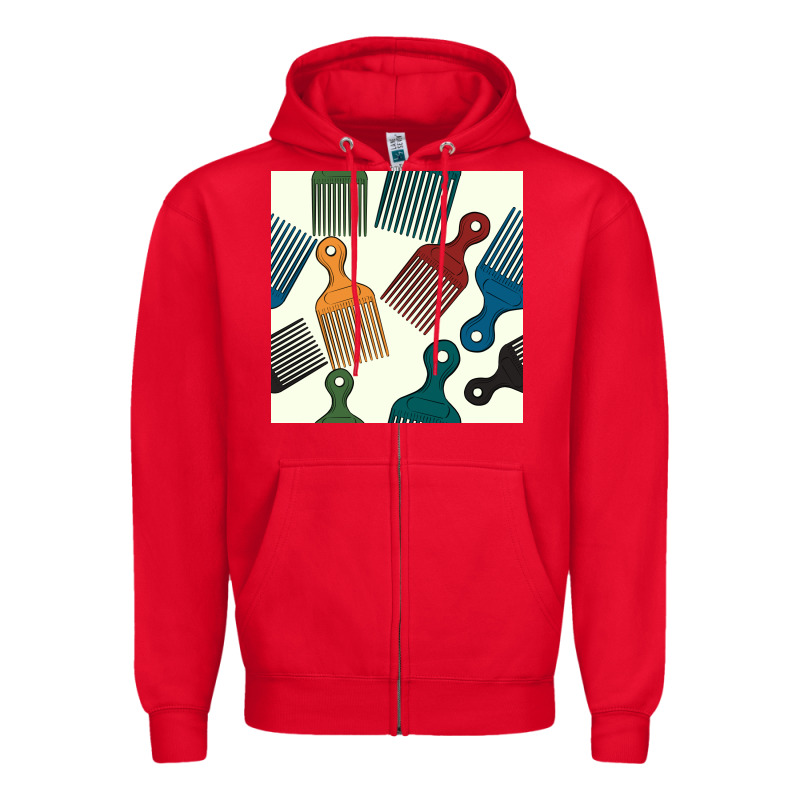Afro Combs Seamless Patterns Zipper Hoodie by BundleAndBundleShop | Teevron